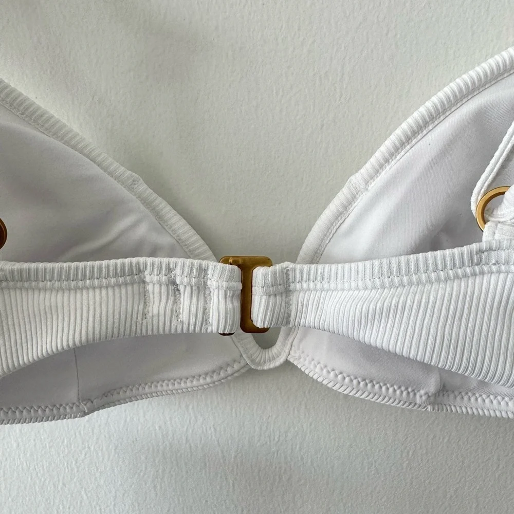 L*SPACE Helena Ribbed Bikini Top White